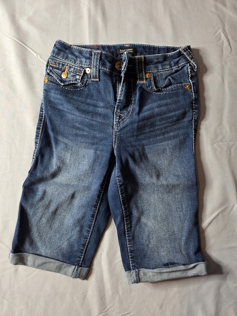 True Religion Blue Denim Bermuda Shorts